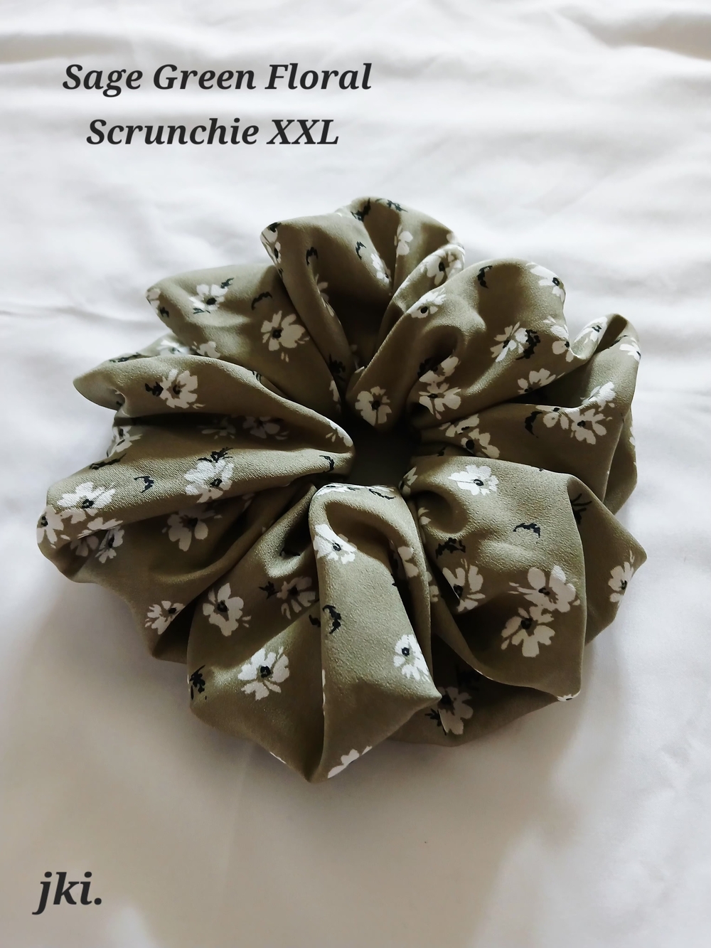 Olive Green Floral Scrunchie XXL